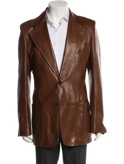 Pre-owned Yves Saint Laurent Rive Gauche Vintage 2000's Moto Jacket In Brown