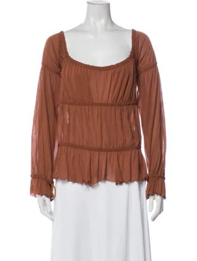 Pre-owned Yves Saint Laurent Rive Gauche Vintage 2000's Top In Brown