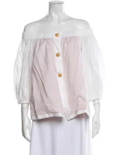 Pre-owned Yves Saint Laurent Rive Gauche Vintage Late 1970's - Early 1980's Blouse In White