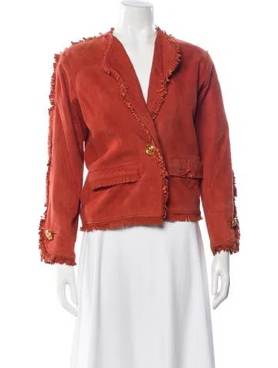Pre-owned Yves Saint Laurent Rive Gauche Vintage Late 1980's - Early 1990's Biker Jacket In Orange