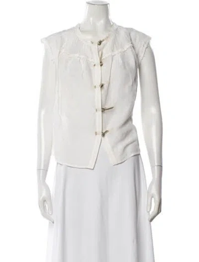 Pre-owned Yves Saint Laurent Rive Gauche Vintage Linen Blouse In Neutral