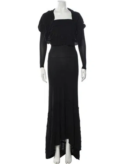 Pre-owned Yves Saint Laurent Rive Gauche Vintage Long Dress In Black