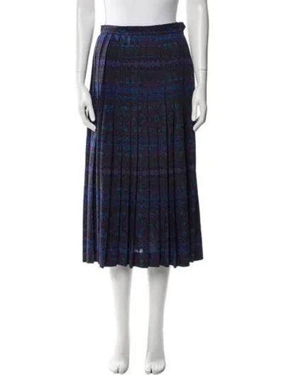 Pre-owned Yves Saint Laurent Rive Gauche Vintage Midi Length Skirt In Blue