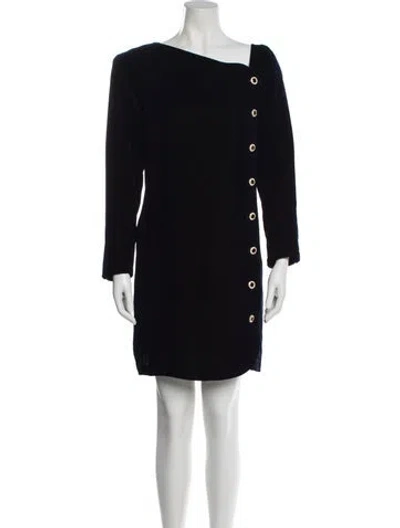 Pre-owned Yves Saint Laurent Rive Gauche Vintage Mini Dress In Blue