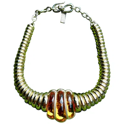 Pre-owned Yves Saint Laurent Rive Gauche Vintage Signed  Citrine Tubogas Necklace Runway In Multi