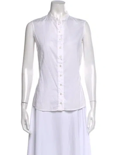 Pre-owned Yves Saint Laurent Rive Gauche Vintage Sleeveless Button-up Top In Neutral