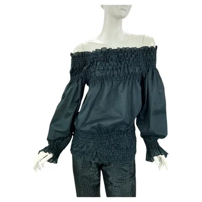 Pre-owned Yves Saint Laurent Rive Gauche Vintage Tom Ford For Yves Saint Laurent Fw 2001 Black Cotton Top Blouse Fr 40