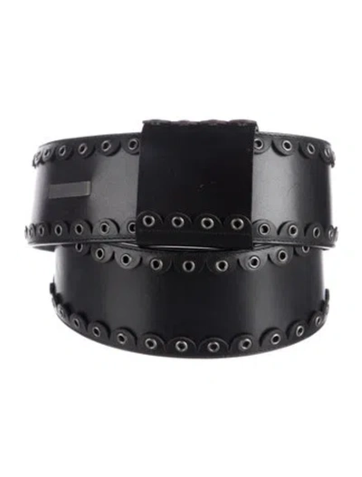 Pre-owned Yves Saint Laurent Rive Gauche Vintage Wide Waist Belt In Black