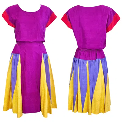 Pre-owned Yves Saint Laurent Rive Gauche Vintage Yves Saint Laurent Spring 1978 Silk Wrap Skirt Blouse Ysl 70s Dress Set In Purple