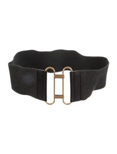 Pre-owned Yves Saint Laurent Rive Gauche Wide Cutout Accent Waist Belt In Grey