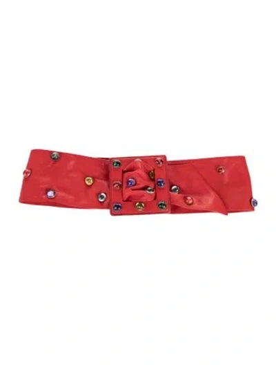 Pre-owned Yves Saint Laurent Rive Gauche Wide Leather Belt In Red