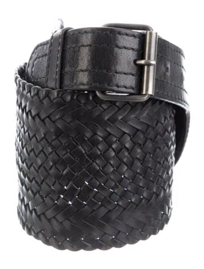 Pre-owned Yves Saint Laurent Rive Gauche Wide Leather Waist Belt In Black