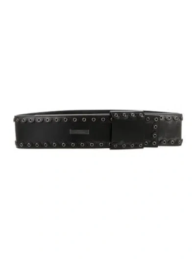 Pre-owned Yves Saint Laurent Rive Gauche Wide Leather Waist Belt In Black