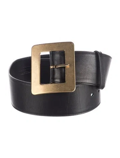 Pre-owned Yves Saint Laurent Rive Gauche Wide Leather Waist Belt In Black