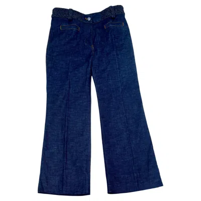 Pre-owned Yves Saint Laurent Rive Gauche Wide Leg Jean With Built-in Braided Waistband In Black