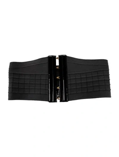 Pre-owned Yves Saint Laurent Rive Gauche Wide Nylon Waist Belt In Black