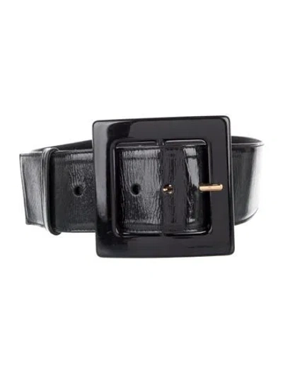 Pre-owned Yves Saint Laurent Rive Gauche Wide Patent Leather Belt In Black