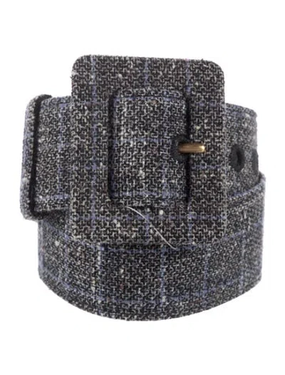 Pre-owned Yves Saint Laurent Rive Gauche Wide Wool Waist Belt In Grey