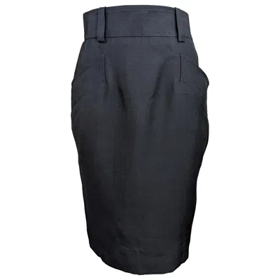 Pre-owned Yves Saint Laurent Rive Gauche Yves Saint Laurent Silk Pencil Skirt In Black