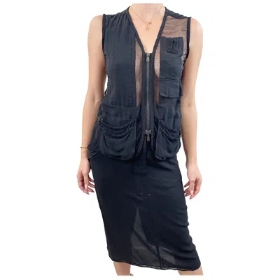 Pre-owned Yves Saint Laurent Rive Gauche Yves Saint Laurent Tom Ford Spring 2002 Runway Black Silk Vest Top + Skirt Ysl