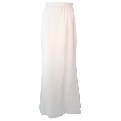 Pre-owned Yves Saint Laurent Rive Gauche Yves Saint Laurent White Silk Full Length Mermaid Maxi Skirt Size 38
