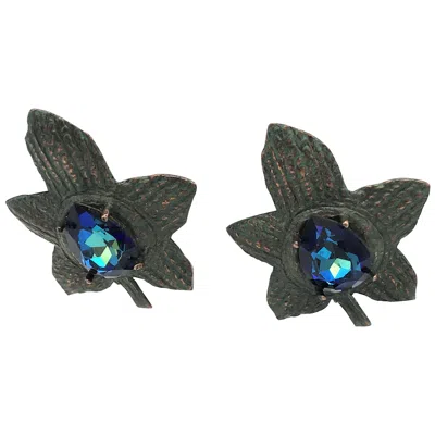 Pre-owned Yves Saint Laurent Rive Gauche Yves Sant Laurent Rive Gauch Paris Clip-on Earrings In The Shape Of A Leaf 1980 In Black