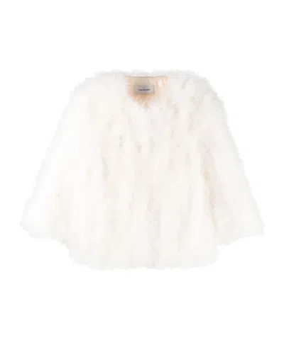 Yves Salomon - Women Delicate Fluffy Coat In Neutral