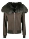 Yves Salomon 55 Cm Jacket With Zip With Fox Fur In Gray