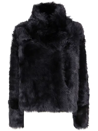 Yves Salomon Black Shag Jacket