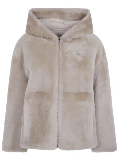 Yves Salomon Leather Jacket 66 Cm In Neutral