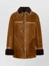 Yves Salomon 76cm Lambskin Coat Featuring Contrast Collar In Brown