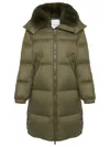 Yves Salomon Detachable Hood Long Coat In Green