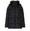 Yves Salomon A-line Puffer Jacket Made From A Water-resistant Performance Fabric With A Fox Fur Collar In Black
