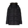 Yves Salomon A-line Puffer Jacket Made From A Water-resistant Performance Fabric With A Fox Fur Collar In Grey