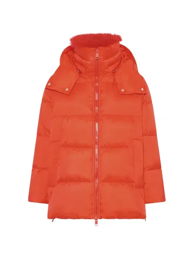 Yves Salomon A-line Hooded Jacket In Red