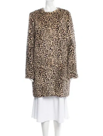 Pre-owned Yves Salomon Animal Print Fur Coat In Neutral