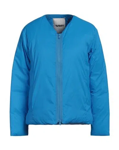 Yves Salomon Army By  Woman Puffer Azure Size 4 Polyamide In Blue