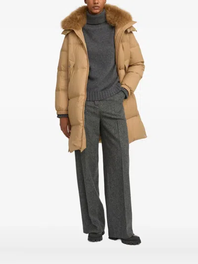 Yves Salomon Army Padded-design Coat In Brown