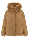 Yves Salomon Fur Insert Down Jacket Puffer Jackets Beige In Brown