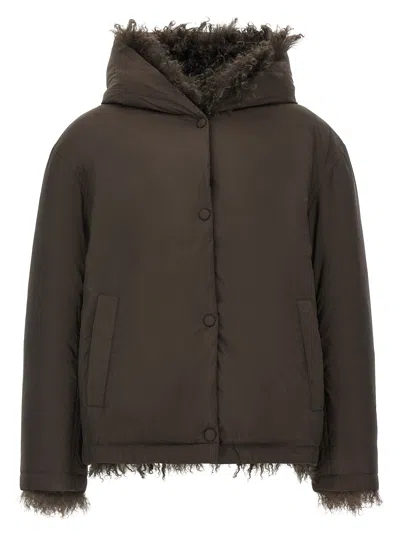 Yves Salomon Reversible Fur Down Jacket In Multi