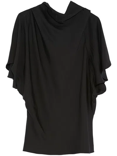 YVES SALOMON ASYMMETRIC MATTE-SATIN TOP 