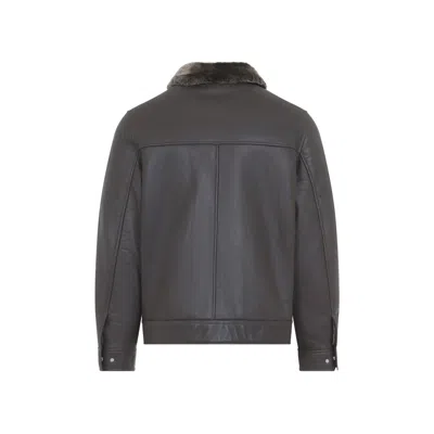Yves Salomon Autumn Leather Jacket In Gray