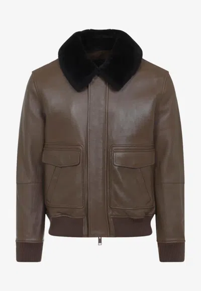 YVES SALOMON AVIATOR LEATHER JACKET