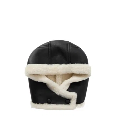 Yves Salomon Aviator Trapper Hat With Ear Flaps In Black
