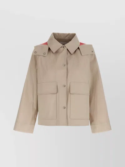 Yves Salomon Back Hood Sleeves Neck Pockets Jacket In Brown