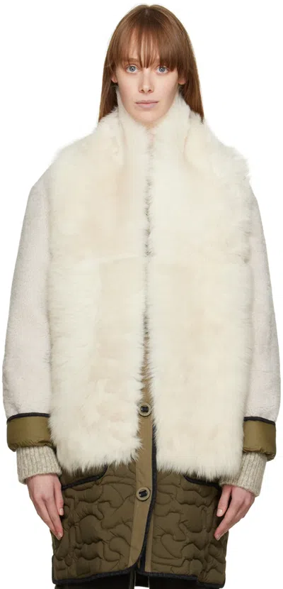 Yves Salomon Beige Echarpe Scarf In A1006 Meringue