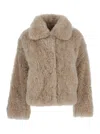 Yves Salomon Beige Fur Jacket With Spread Collar And Front Concealed Closure In Fur Woman In Neutral