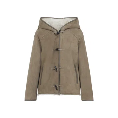YVES SALOMON BEIGE HOODED JACKET