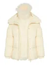 Yves Salomon Beige Trim Puffer Jacket In Neutral