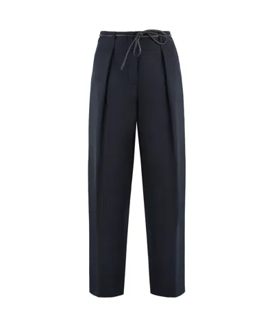 Yves Salomon Belt-loop Casual Pants In Black